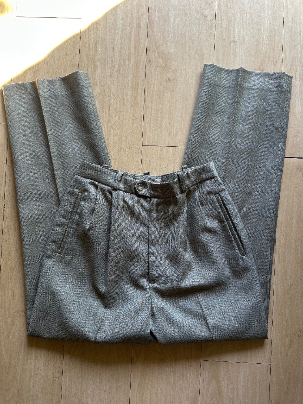 VTG Austin Reed Petite Womens 4P 100% Worsted Wool Brown Tan Pants Trousers